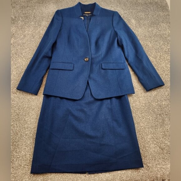Talbots Blue Wool Shift Dress Blazer Suit Two Piece - Women’s US 8 - Picture 1 of 8